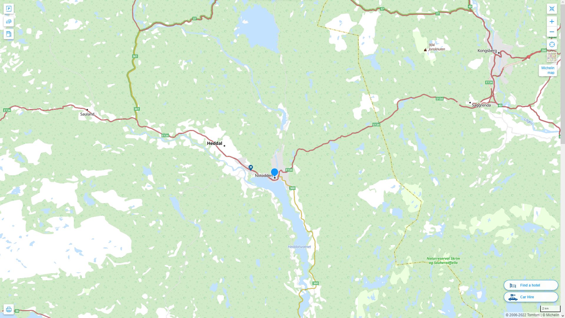 Notodden Norvege Autoroute et carte routiere